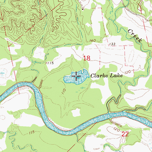 Topographic Map of Clarks Lake, MS