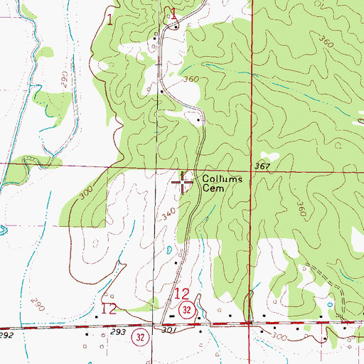 Topographic Map of Collums Cemetery, MS
