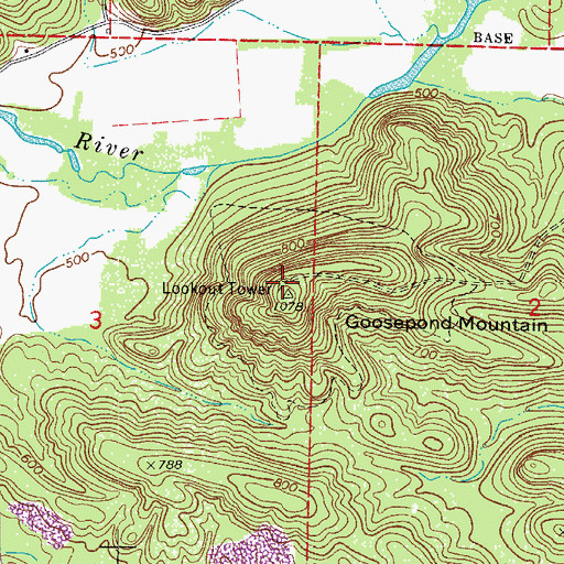 Topographic Map of Goosepond Mountain, AR