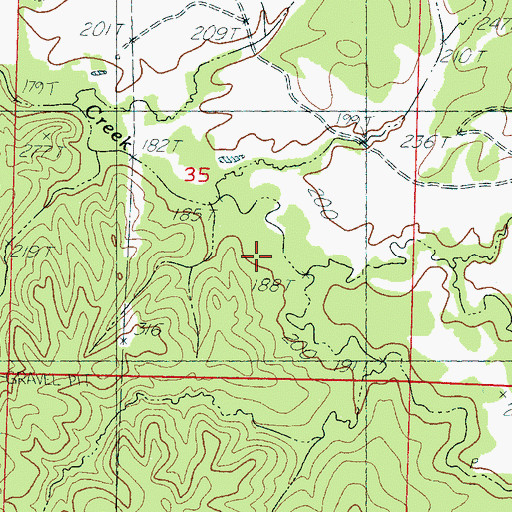 Topographic Map of Coon Creek, MS