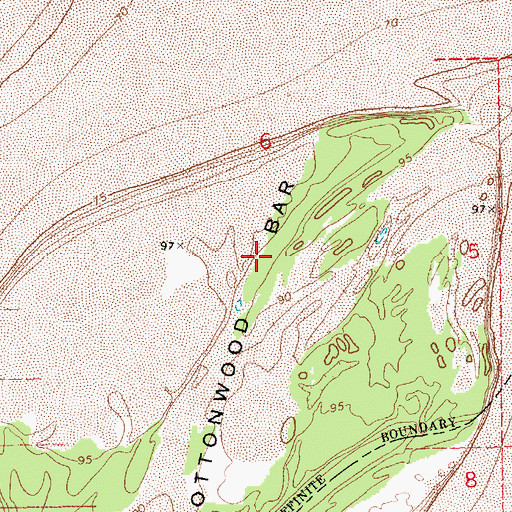 Topographic Map of Cottonwood Bar, MS