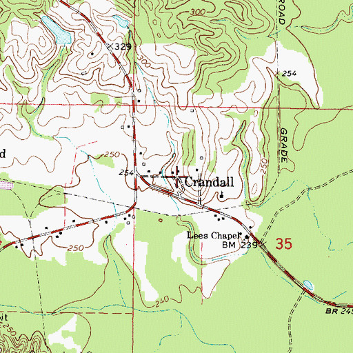 Topographic Map of Crandall, MS