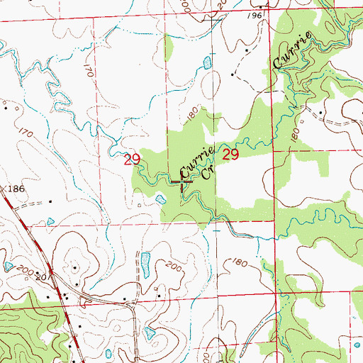 Topographic Map of Currie Creek, MS