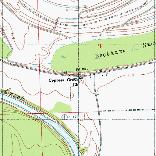 Topographic Map of Cypress Grove Church, MS