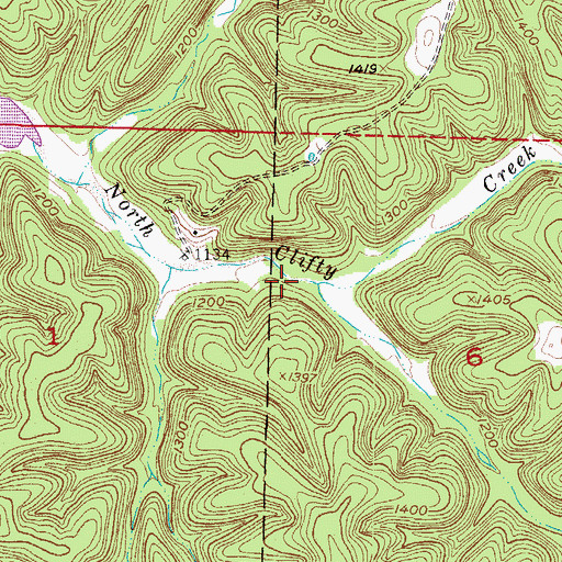 Topographic Map of Township of Packard Springs, AR