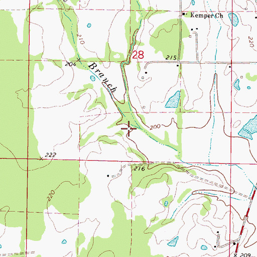 Topographic Map of Dale Branch, MS