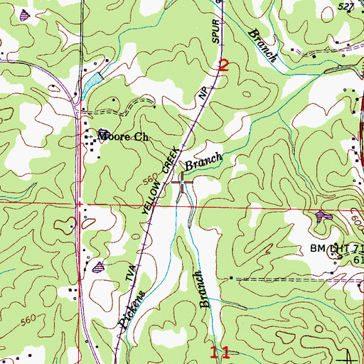 Topographic Map of Dean Branch, MS