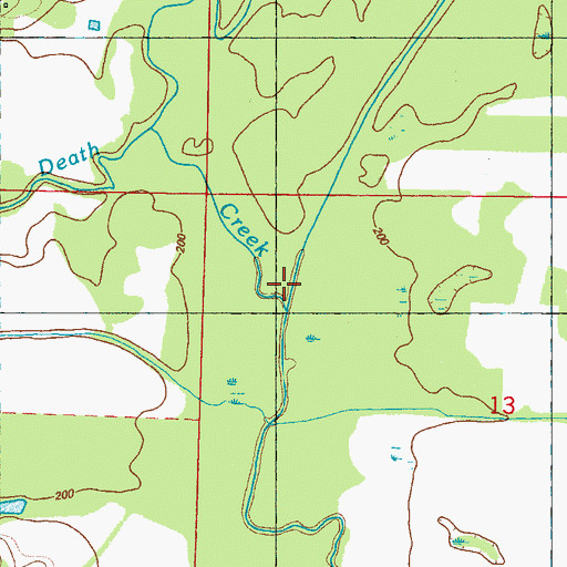 Topographic Map of Death Creek, MS