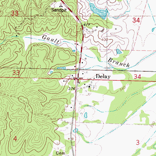 Topographic Map of Delay, MS