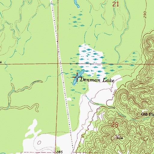 Topographic Map of Denman Lake, MS
