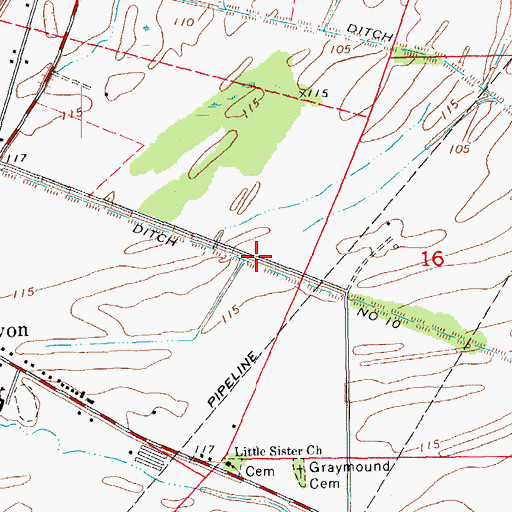 Topographic Map of Ditch Number Ten, MS