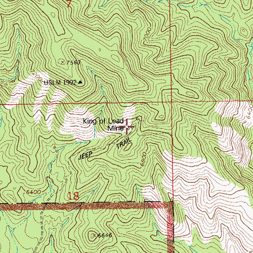 Topographic Map of King of Lead Mine, AZ