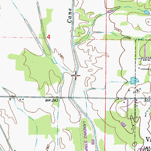 Topographic Map of Dry Creek, MS