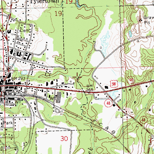 Topographic Map of Dry Creek, MS