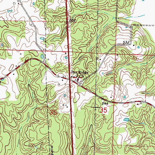 Topographic Map of Dry Ridge Church, MS