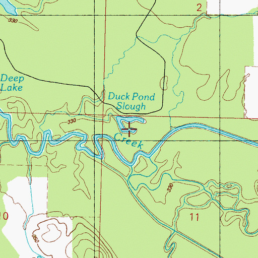 Topographic Map of Duck Pond Slough, MS