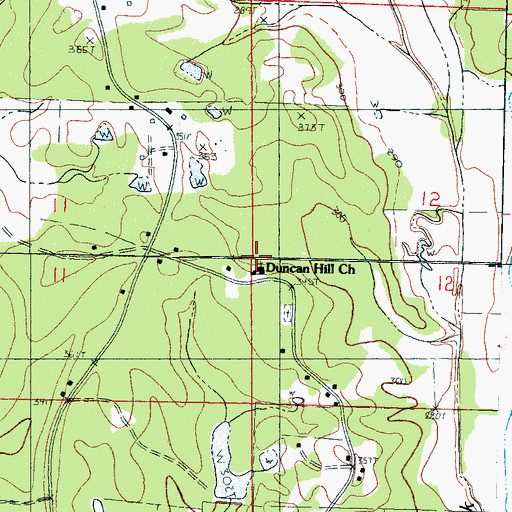 Topographic Map of Duncan Hill Church, MS