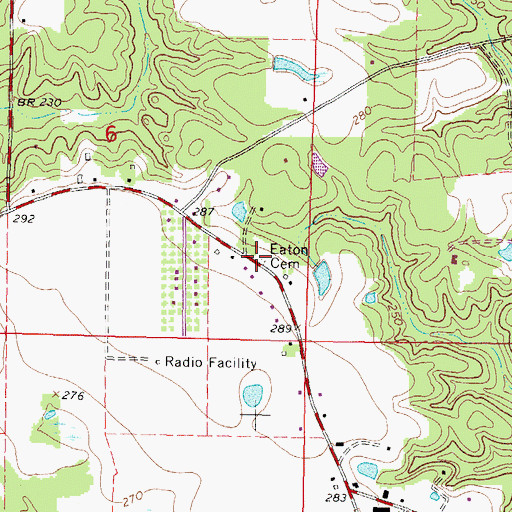 Topographic Map of Eaton Cemetery, MS