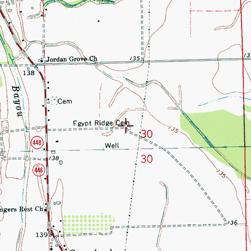 Topographic Map of Egypt Ridge Cemetery, MS
