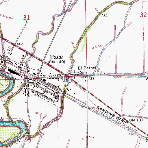 Topographic Map of El Bethel Cemetery, MS