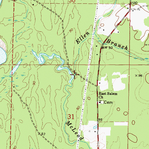 Topographic Map of Ellen Branch, MS