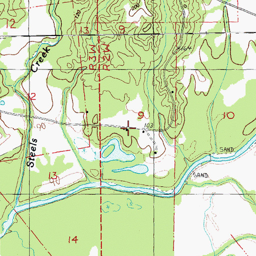Topographic Map of Elliston School, MS