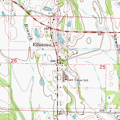 Topographic Map of Ellistown, MS
