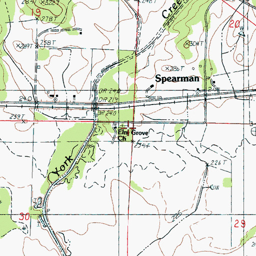 Topographic Map of Elm Grove Cemetery, MS