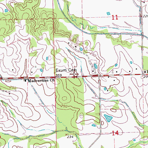 Topographic Map of Exum Cemetery, MS