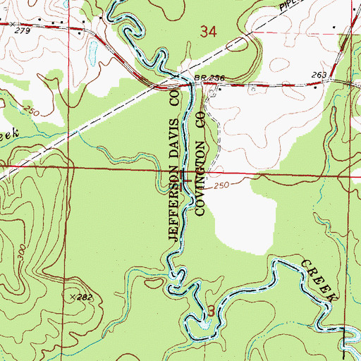 Topographic Map of Ezell Creek, MS