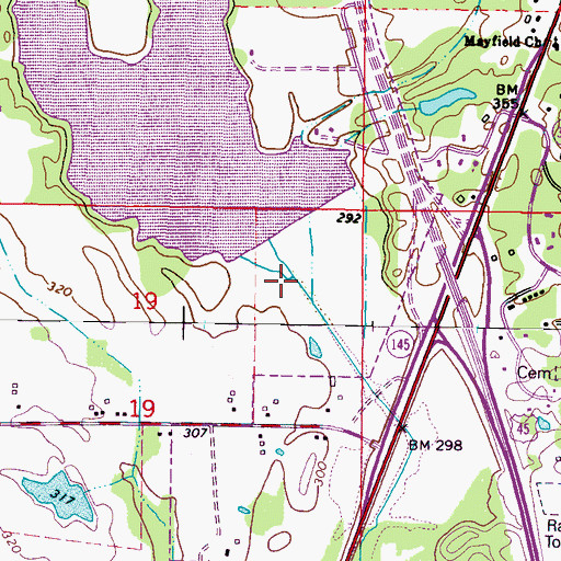 Topographic Map of Flat Creek, MS