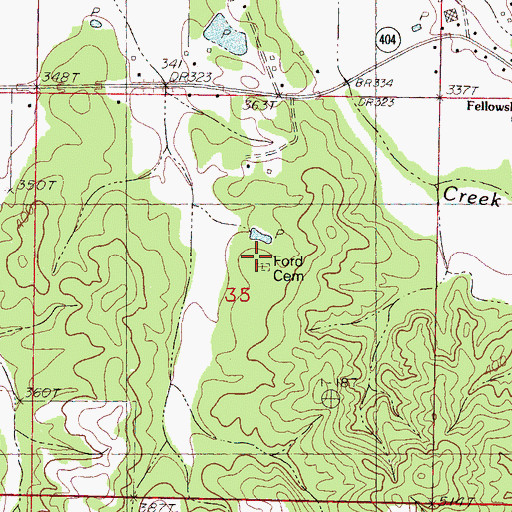 Topographic Map of Ford Cemetery, MS