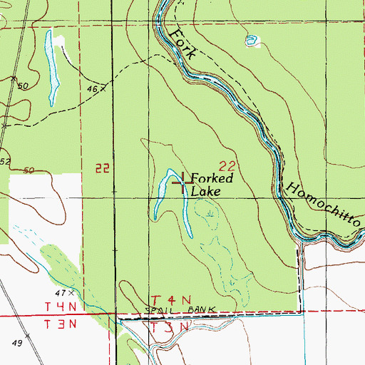 Topographic Map of Forked Lake, MS