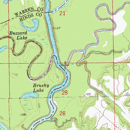 Topographic Map of Fourteenmile Creek, MS