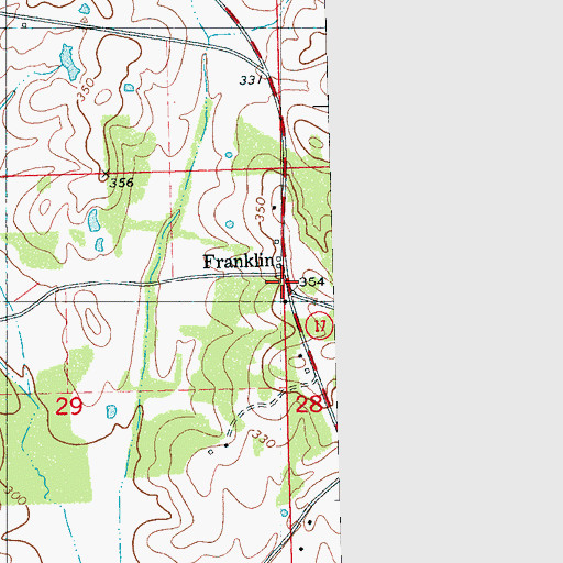 Topographic Map of Franklin, MS