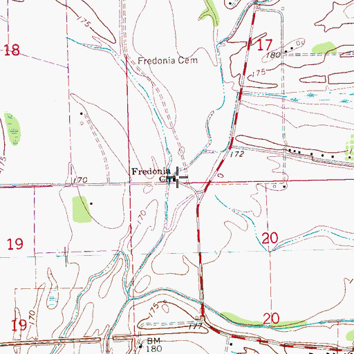 Topographic Map of Fredonia Church, MS