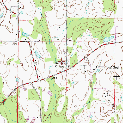 Topographic Map of George Chapel, MS