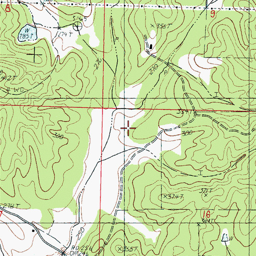 Topographic Map of Glady Creek, MS