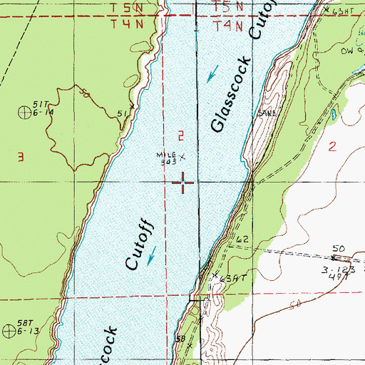 Topographic Map of Glasscock Cutoff, MS