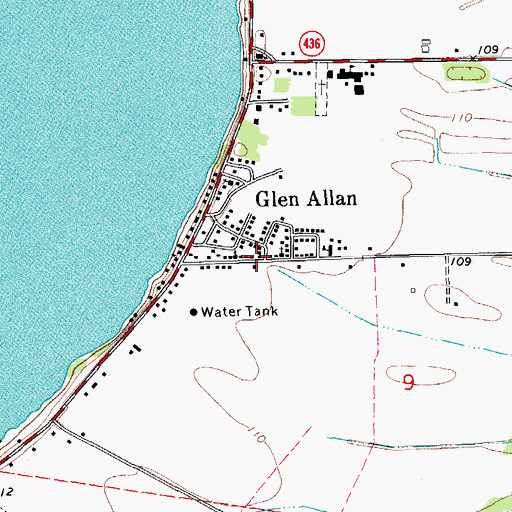 Topographic Map of Glen Allan, MS