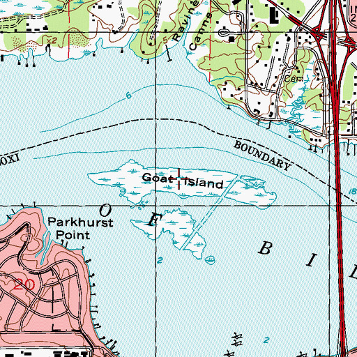 Topographic Map of Goat Island, MS