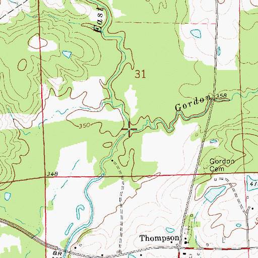 Topographic Map of Gordon Creek, MS