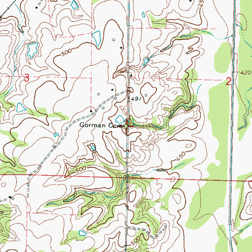 Topographic Map of Gorman Cemetery, MS