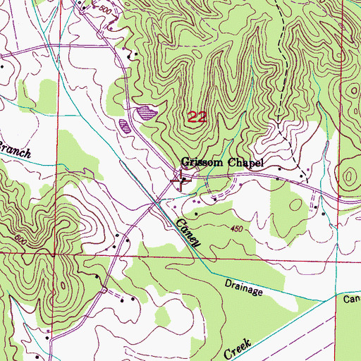 Topographic Map of Grissom Chapel, MS