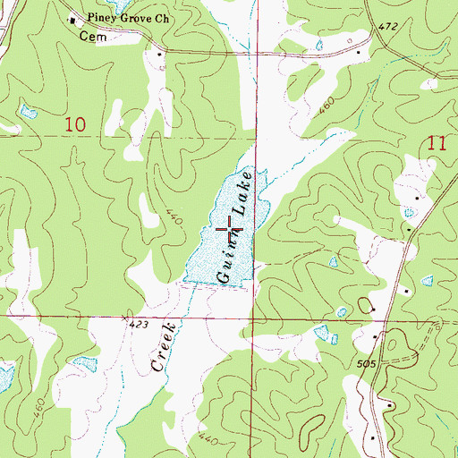Topographic Map of Guinn Lake, MS