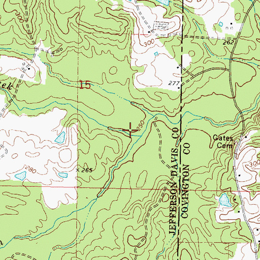 Topographic Map of Gum Swamp Creek, MS