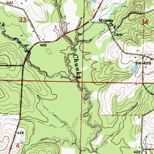 Topographic Map of Hale Branch, MS