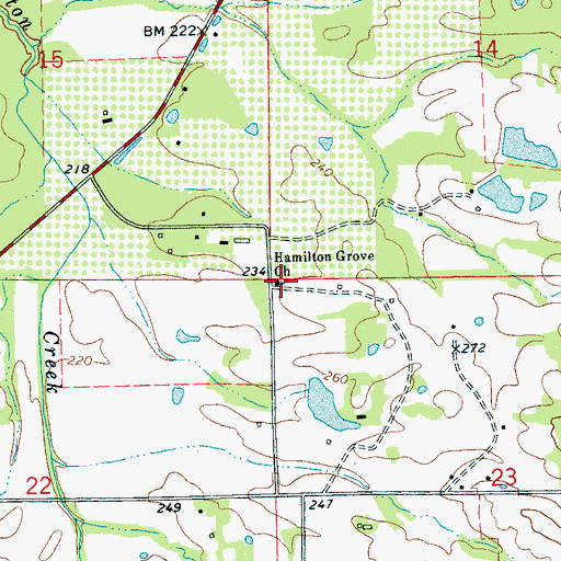 Topographic Map of Hamilton Grove Church, MS