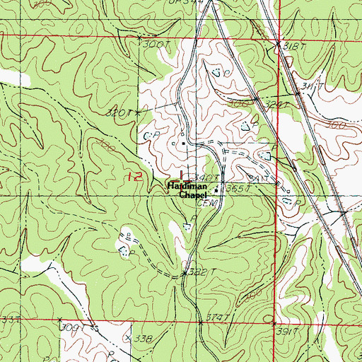 Topographic Map of Hardiman Cemetery, MS