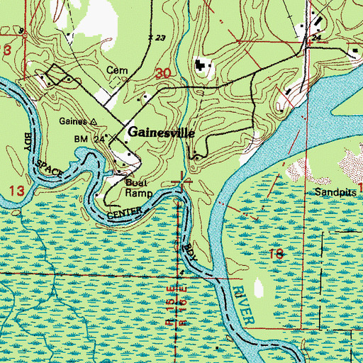 Topographic Map of Harper Bayou, MS